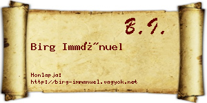 Birg Immánuel névjegykártya